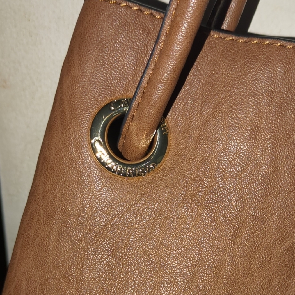 Calvin Klein Tan Tote Bag with Gold Accents - Picture 5 of 7
